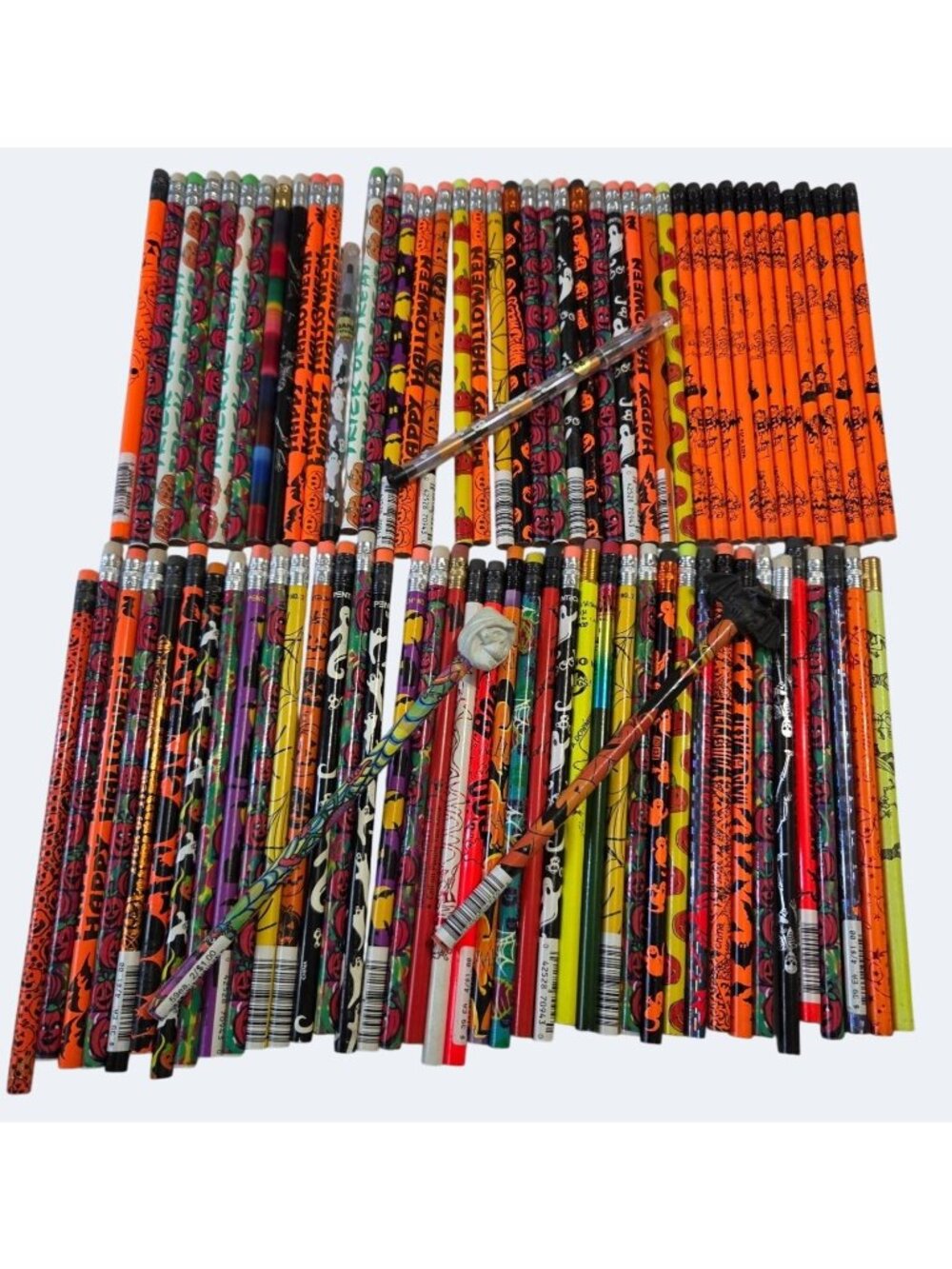 Vintage 85 Halloween Themed Pencils Lot Assorted Designs Unsharpened Collectible